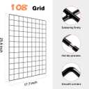 PAMANO Wall Photo Grid Shelf, Wall Hanging Ins Art Display Grid Panel for Decor & Storage, Metal Wire Notice & Memo Board, Mesh Tool Organiser Frame 2 Pcs (Black, 25.6 x 17.7 inches)
