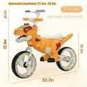 QMHHRJT Orange Dinosaur Balance Bike, 10in Toddler Bike 3-5 with Lights