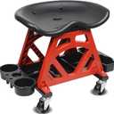 MaxWorks 50957 Ergonomic Seat Mechanic Stool Chair 22.9" L x 13.9" W x 17" H, with 4pcs 2.5" Swivel Casters, with Tool Tray for Workshop, Garage, Auto Repair - 300 Lbs Capacity