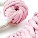 Arm Knitting Yarn for Chunky Yarn Giant Tubular Crochet Making Blanket DIY,Hand Knitting Braided Knot Throw Washable Tube Bulky for Weave Craft Crochet (Pink, 0.55lb)