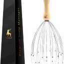 USAGA 32 Fingers Head Massager, Head Scratcher Scalp Massager for Scalp Body Relaxing Wood Handle (1 Pack)