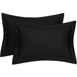 Cotton Metrics Heavy Quality King Pillow Shams Set of 2 Black 650TC 100% Organic Cotton Black Pillow Shams King Size 20X40 Decorative Pillow Cover with 2 Inch Flang