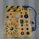 Busy Board, Montessori Toy for 1-3 Years Old, Wooden Toddler Sensory Travel Toy, Ideal Gift for 1+ Year Old Boys (Busy Board Plus V2), Medium, Yellow