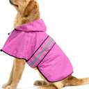 Reflective Dog Rain Coat - Waterproof Adjustable Pet Rain Jacket, Lightweight Dog Hooded Poncho Raincoat for Small to X- Large Dogs and Puppies (Pink, Large)