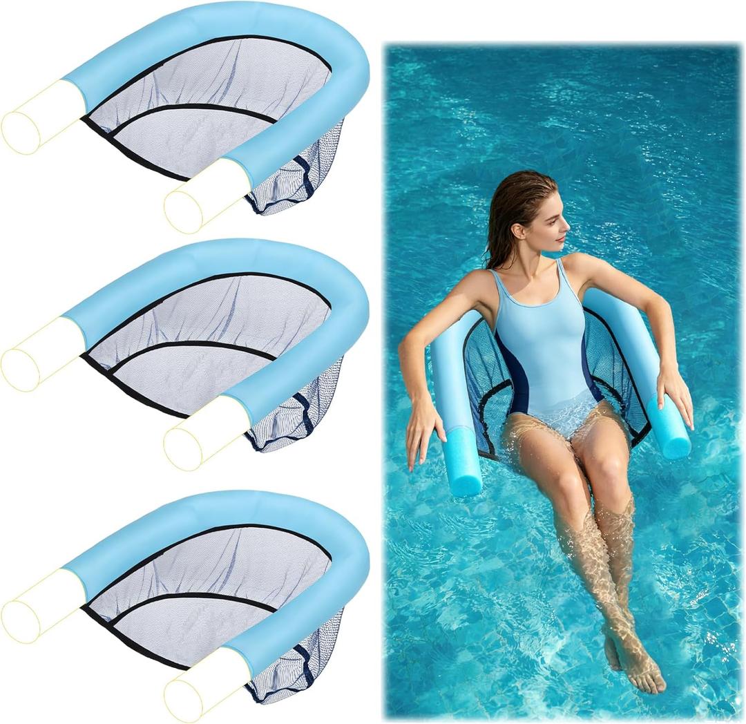 3 Pack Oversized Pool Noodle Chair-Allowed 3 Noodles-Pool Float Chairs Adult Kid Size Swimming Pools Noodles Floating Mesh Chair Sling Mesh Chair for Summer Pools Floaties(Noodle Not Included)