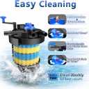 Three seconds Bio Pressure Pond Filter with 13W Cleaning Light, 1840GPH/7000L Koi Pond Filter, Pond Filters for Outdoor Ponds Ornamental Pond up to 2000 Gallons or Fish Pond up to 1000 Gallons