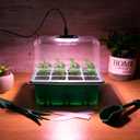 5pcs 60 Cells Seed Starter Tray with Grow Light Indoor Seeds Starter Kit with Lid Plastic Planting Trays Mini Greenhouse Garden