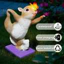 Solar Light Garden Statue Squirrel Figurine, Resin Squirrel Doing Yoga with Lighted Butterfly, Waterproof Spring Outdoor Ornaments for Garden, Front Door, Patio Decor & Gifts for Mother's Day