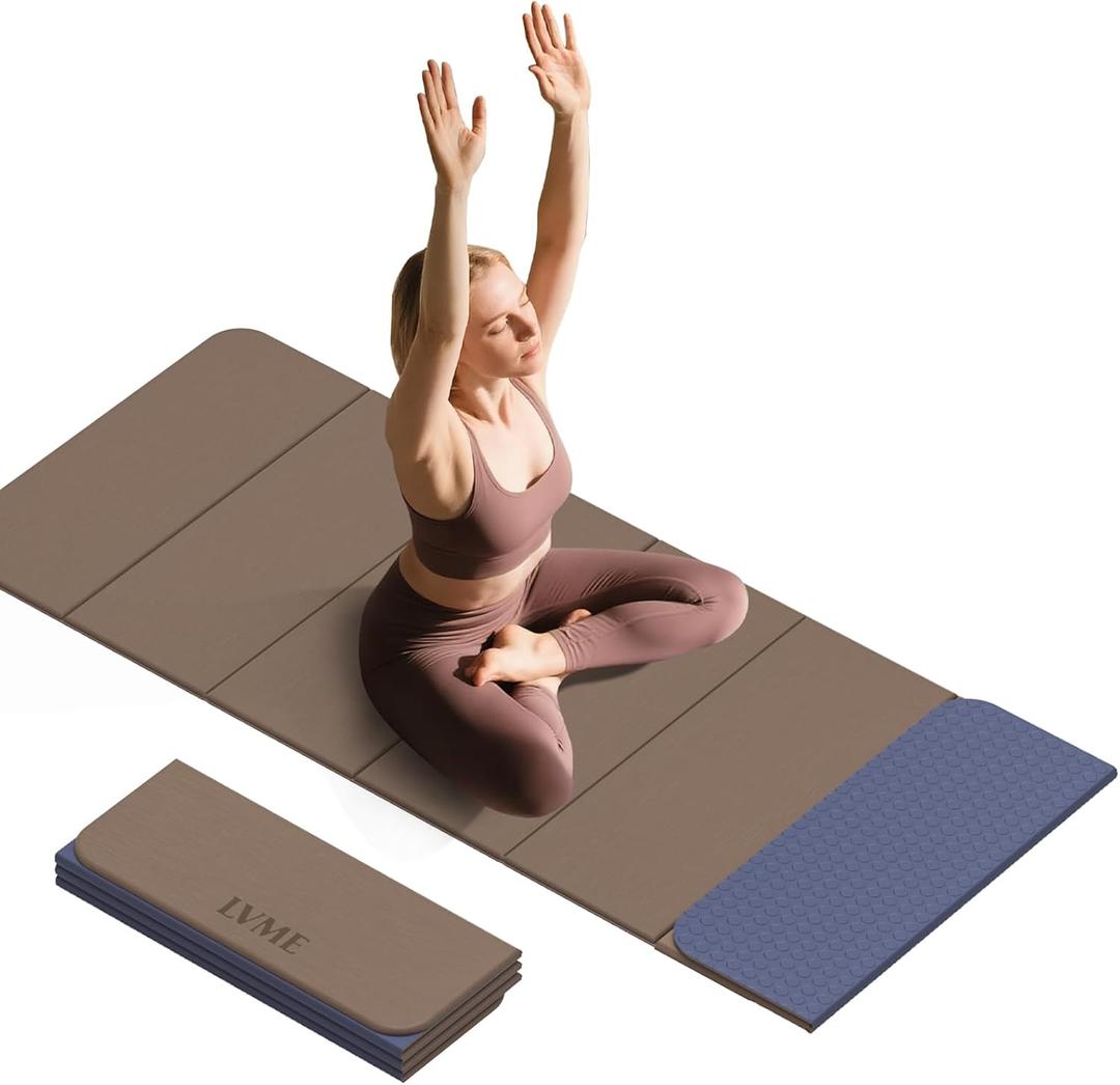 LVME Foldable Yoga Mat, 71"x24"x1/3" Thick(8mm), Non Slip Exercise Mat | SGS Certified POE, Fitness Travel Mat, Easy To Store, Foldable for Exercise, Yoga, Pilates, Home Workouts