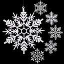 Sratte 12 Pcs Large Glitter Snowflakes Ornaments 12" Plastic Giant Winter Christmas Hanging Decor Oversized Snowflakes Ornaments for Indoor Outdoor (White)