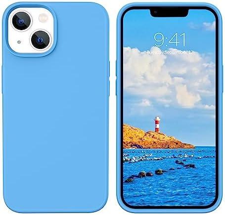 BENTOBEN Compatible with iPhone 14 Case, Liquid Silicone Gel Rubber Bumper Microfiber Lining Hard Back Shockproof Protective Phone Cover for iPhone 14 6.1",Cyan Blue