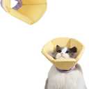 Lightweight Cat Cone Collar, Waterproof Soft Recovery E-Collar for Cats & Small Dogs, Adjustable Protective Elizabethan Collar to Prevent Licking & Biting, Easy-Clean Quick-Dry Design, Yellow M Size (Yellow, M)