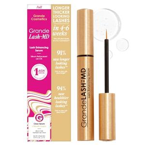 Grande Cosmetics GrandeLASH-MD Lash Enhancing Serum - Peptide & Vitamin Infused Formula for Longer, Thicker, Fuller Looking Lashes - Ophthalmologist Tested, Cruelty-Free, 3 Month Supply (2mL)