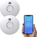 Ecoey WiFi Smoke Detector, WiFi Smoke Alarm with Photoelectric Technology and LED, Smoke Alarm with Test&Silence Function and Low Battery Warning for Home (Not 5G), TUYA APP, FJ158D-H04, 2 Packs