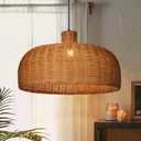 Arturesthome 23.6in Large Rattan Pendant Light for Dining Room, Boho Pendant Light Wicker Pendant Lamp Shade Ceiling Hanging Lighting Fixture for Kitchen Island Foyer, 23.6″W x 13.75″H