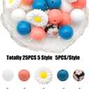 4 x David accessories Silicone Beads 15mm Silicone Beads Bulk Round Hexagon 14mm Silicone Beads for Keychain Pens Lanyards Bracelet Necklace Jewelry Making DIY Craft 25Pcs (M)