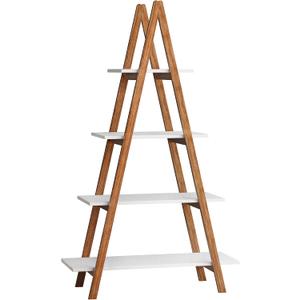 Sintuff 4 Tier Wooden Ladder Shelf White Ladder Shelf Bookshelf Wedding Treat Wall Gift Stand and Foldable Display Stand for Wedding Birthday Event Party Decor