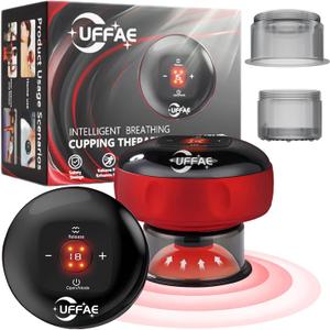5-in-1 Electric Cupping Therapy Set, Smart Cupping Therapy Massager, 12 Levels of Suction Strength and Temperature Controlfor Targeted Pain Relief, Portable Electric Cupping Device (Red-one Pack)