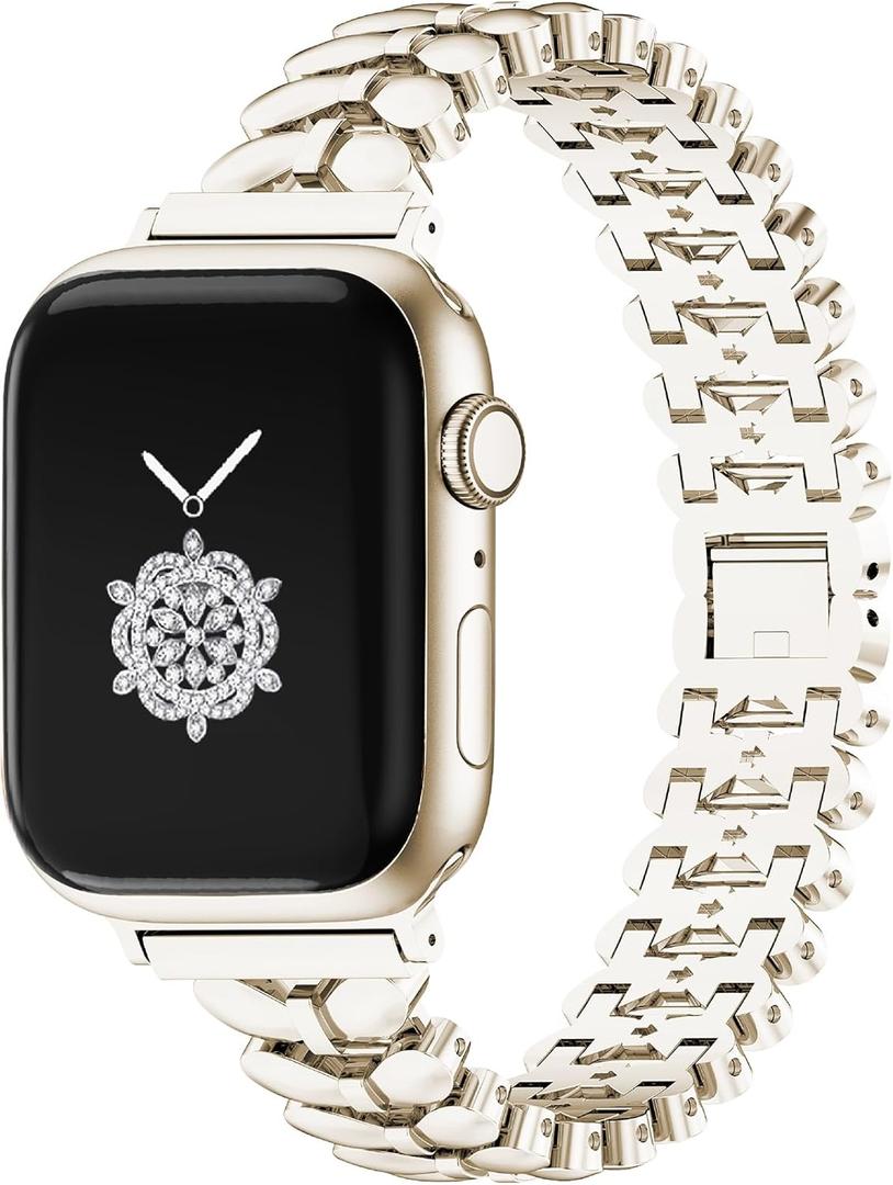 Kolgios 38/40/41mm Starlight Classy Women Smartwatch Band Compatible for Apple Watch Bands Series SE 3/9/8/7/SE/6/5 Adjustable Replacement Dressy Bracelet For Iwatch SE 3/8/9 Gift for Her