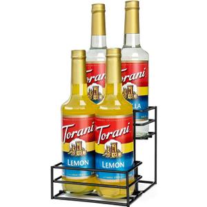 Coffee Syrup Rack (4 Bottle Capacity)Coffee Syrup Organizer for Coffee Bar,Kitchen.Small Wine Rack for Bar,Family,Storage for Syrup, Wine, Dressing