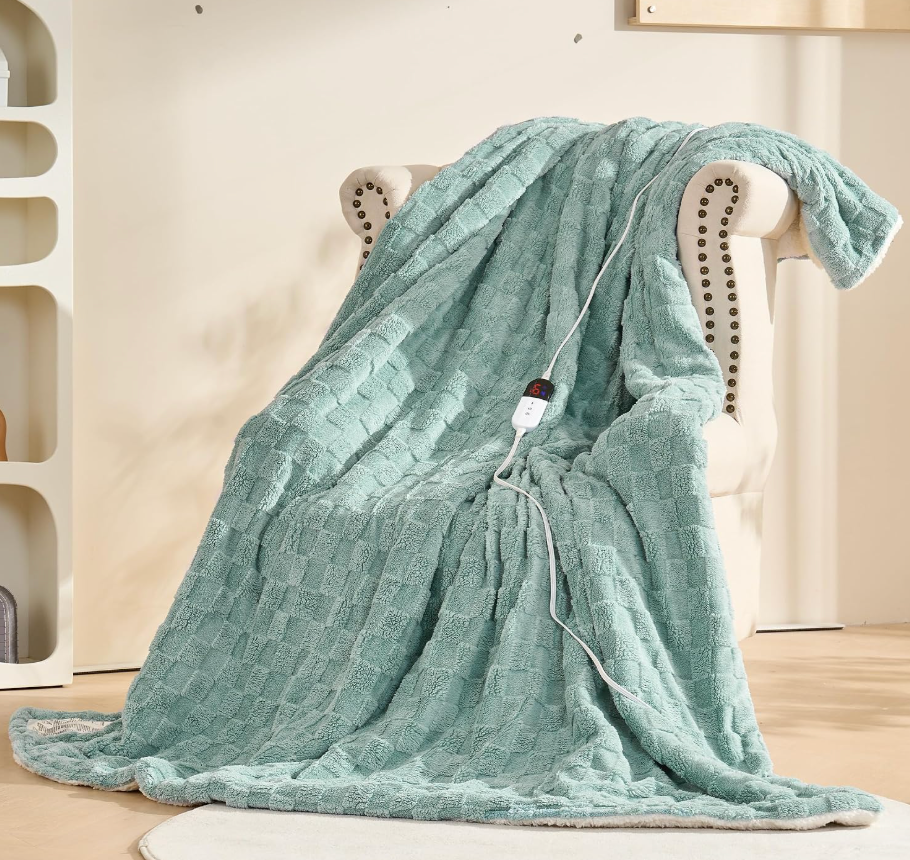 Heated Blanket Queen Size, 6 Heat Levels 1-4H Auto Off,Sage Green
