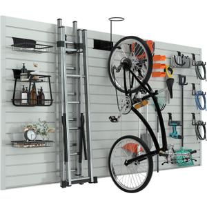 RELIANCER PVC Slat Wall Panels,4ft by 8ft (32 sqft) Garage Wall Organizer Storage System,Interlocking Slatwall Paneling Sheets,Workshop Slatwall Shelves Tools Organization,Wall Mounted Storage Rack