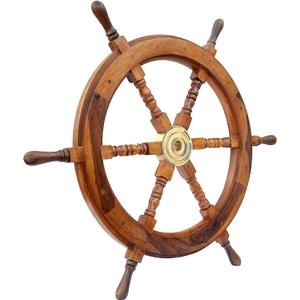 Brainmart Wooden Ship Steering Wheel 18'' Pirate Nautical Wall Art Boat Wheel Handcrafted, Premium Hardwood Captains Ships Wheel for Wall Decor Hangings