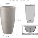 Kante 23.6" H Weathered Concrete Finish Concrete Tall Planters Large Outdoor Indoor Decorative Plant Pots with Drainage Hole and Rubber Plug, Modern Tapered Style for Home and Garden