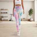 Women's Leggings Seamless Tie-Dyed Yoga Pants High Waist Tummy Control Workout Tights (X-Large, Multicolor)