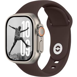 SB Band for Apple Watch Bands Women Men Se Ultra 2  iWatch Sport Strap Silicone Coffee Brown, Size: 49mm, 46mm, 45mm, 44mm, (42mm S3/2/1)