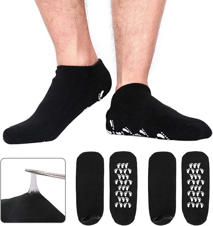 Codream Large Men's Moisturizing Gel Socks Men's Feet Care Ultimate Treatment for Dry Cracked Rough Skin on Feet Pack of 2 Pairs Black US Men 1015