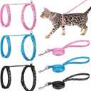 Auidy_6TXD 3 Pack Cat Harness and Leash Reflective Cat Harness Escape Proof for Walking Adjustable Kitten Harness for Small Medium Cats
