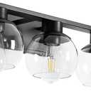 3-Light Bathroom Vanity Lights, Matte Black Bathroom Light Fixtures Over Mirror with Globe Glass Shade, 22in Modern Decor Wall Sconces for Bath Mirror Bedroom Hallway, E26 Base (Bulbs Not Included)