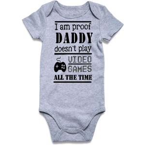 Loveternal Neutral Baby Girls Boys Cotton Romper Cute Saying Newborn Clothes 0-12 Months (3-6 Months, 1a Daddy Doesn't Play Video Games)