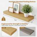 Fun Memories Floating Shelves Set of 2, 24 Inch Floating Shelves for Wall, Wood Wall Shelves with Invisible Brackets, for Bathroom, Bedroom, Living Room, Kitchen, Oak