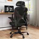 Ergonomic Office Chair Mesh Home Office Desk Chair with Adjustable Backrest and Headrest, Flip-up Armrests, Black