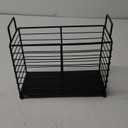 Metal Magazine Rack, Newspaper Book Tablet Storage Basket, File Holder Mail Organizer Bin with Handles, Iron Wire Black Folder Stand Holder for Home Office Bathroom Bedroom Den Living Room