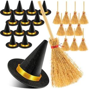 ZHWKMYP Mini Witch Hat, 14/28/42/56 Pcs Small Black Witch Hats for Crafts Halloween Party Decor
