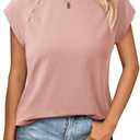 Tankaneo Womens Cap Sleeve Tank Tops Summer Casual Crew Neck Cotton T-Shirts Loose Fit Basic Tee Shirts (L)