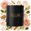 Benevolence LA Rose & Sandalwood Scented Candle | Soy Candles, Black Candle for Home | Gifts for Women and Men | Home Fragrance | Aromatherapy | 8oz, 45 Hour Burn