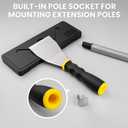 Mister Rui 3" Bent Scraper, Heavy Duty Paint Scraper Tool with Pole Socket Hammer End, Stainless Steel Bent Blade with Anti Slip Rubber Handle, Curved Floor Scraper for Cleaning, Removing, Repairing (Yellow)