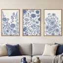 Blue White Chinoiserie Floral Framed Canvas Wall Art-16"x24"x3
Minimalist Navy Flower Wall Decor,Watercolor Wildflower Art Prints,Modern Nature Botanical for Living Room,Bedroom,Office