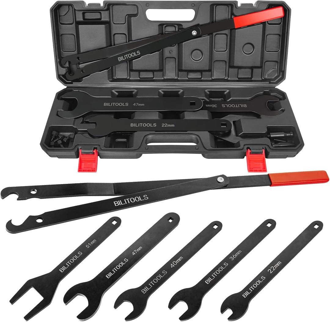 BILITOOLS Fan Clutch Removal Tool Kit, Fan Clutch Wrench Set 22 36 40 47 51 MM with Pulley Holder
