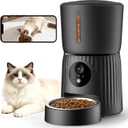 Faroro Automatic Cat Feeder with Camera, 1080P HD Video with Night Vision, 5G WiFi Automatic Dog Feeder with APP Control, 2-Way Audio, Blockage Sensor for Cats or Small Dogs, 4L (Black)
