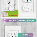 Outlet Covers (28 Pack) Self-Closing Child Proof Socket Covers 3-Prong Swivel Outlet Plug Covers Upgraded Adhesive Installation Comes with Extra Sticker Electrical Outlet Protectors for Baby