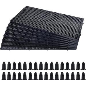 ALEGI Plastic Grid Divider Tray Egg Crate Louvre Aquarium Fish Tank Bottom Isolation with Bracket (8pcs Black) (8pcs Black)