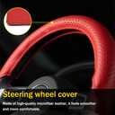 Steering Wheel Cover，Steering Wheel Wrap，Steering Wheel Covers, Wear-Resistant, Sweat-Absorbing, Anti-Slip and Dustproof Fits Most Sedans, SUVs, Trucks, and Vans (Red, Hole)