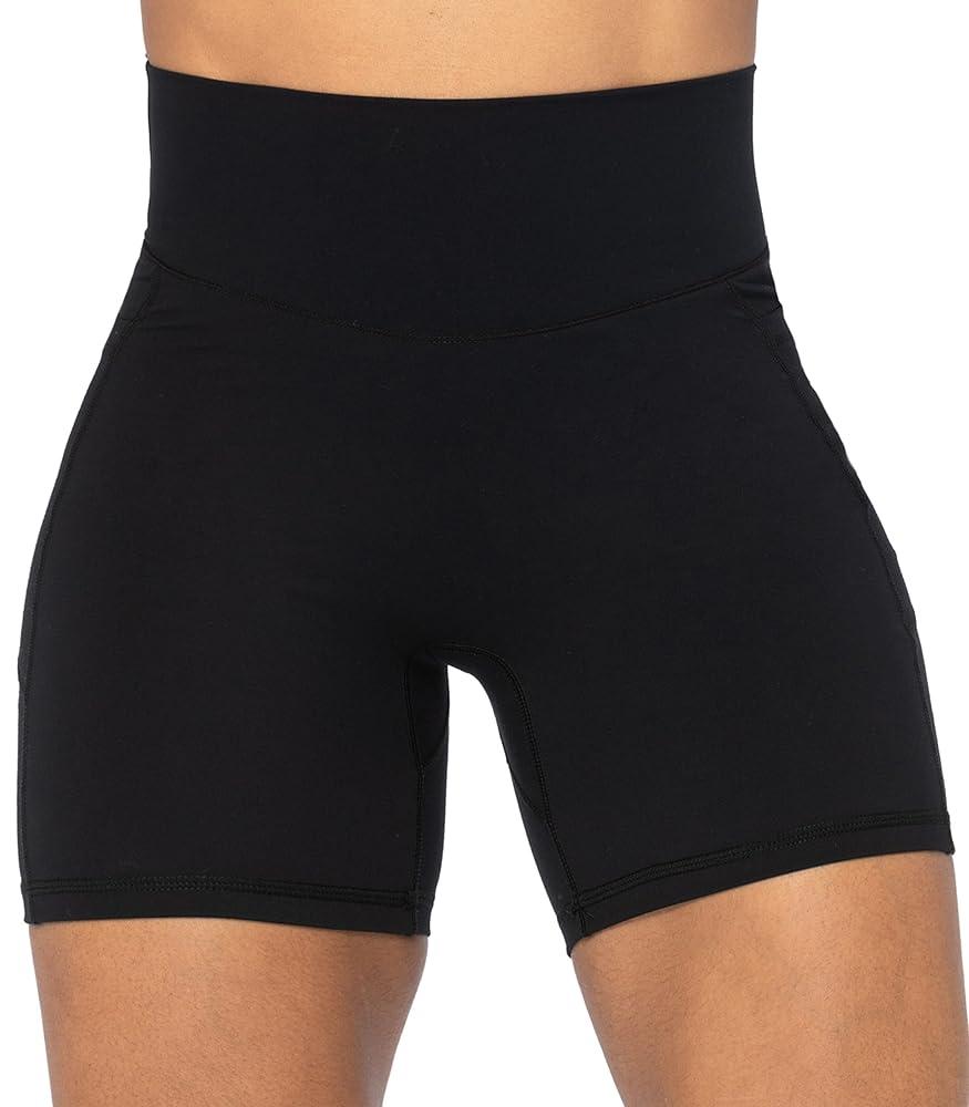 High Waisted Biker Shorts for Women Tummy Control Fitness Athletic Workout Running Yoga Gym Shorts, L