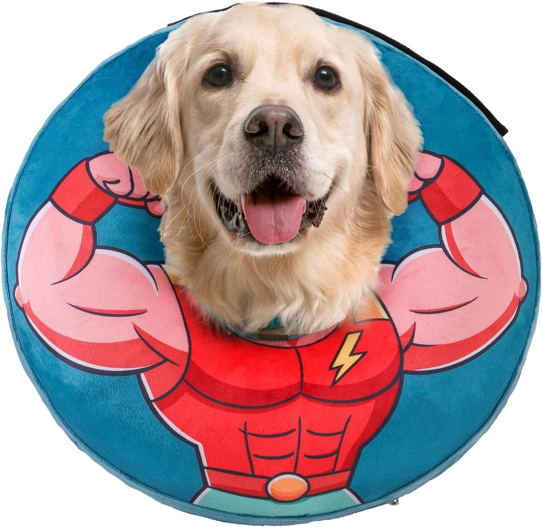 BEAUTYZOO Dog Cone Collar After Surgery for Large Medium Dogs, Soft Dog Cone Alternative to Stop Licking, Comfortable Inflatable Recovery Cones, Dogs Neck Donut Not Block Vision E-Collar, Blue L