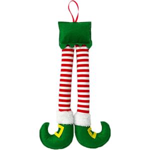 Elf Leg Decoration for Trunk 19.3 * 9.8 inches,2025 Christmas Car Decoration |Stuffed elf Legs for Car Decor with Flexible Coil, Xmas Elf Feet Accessories for Indoor and Outdoor (Green F2F)